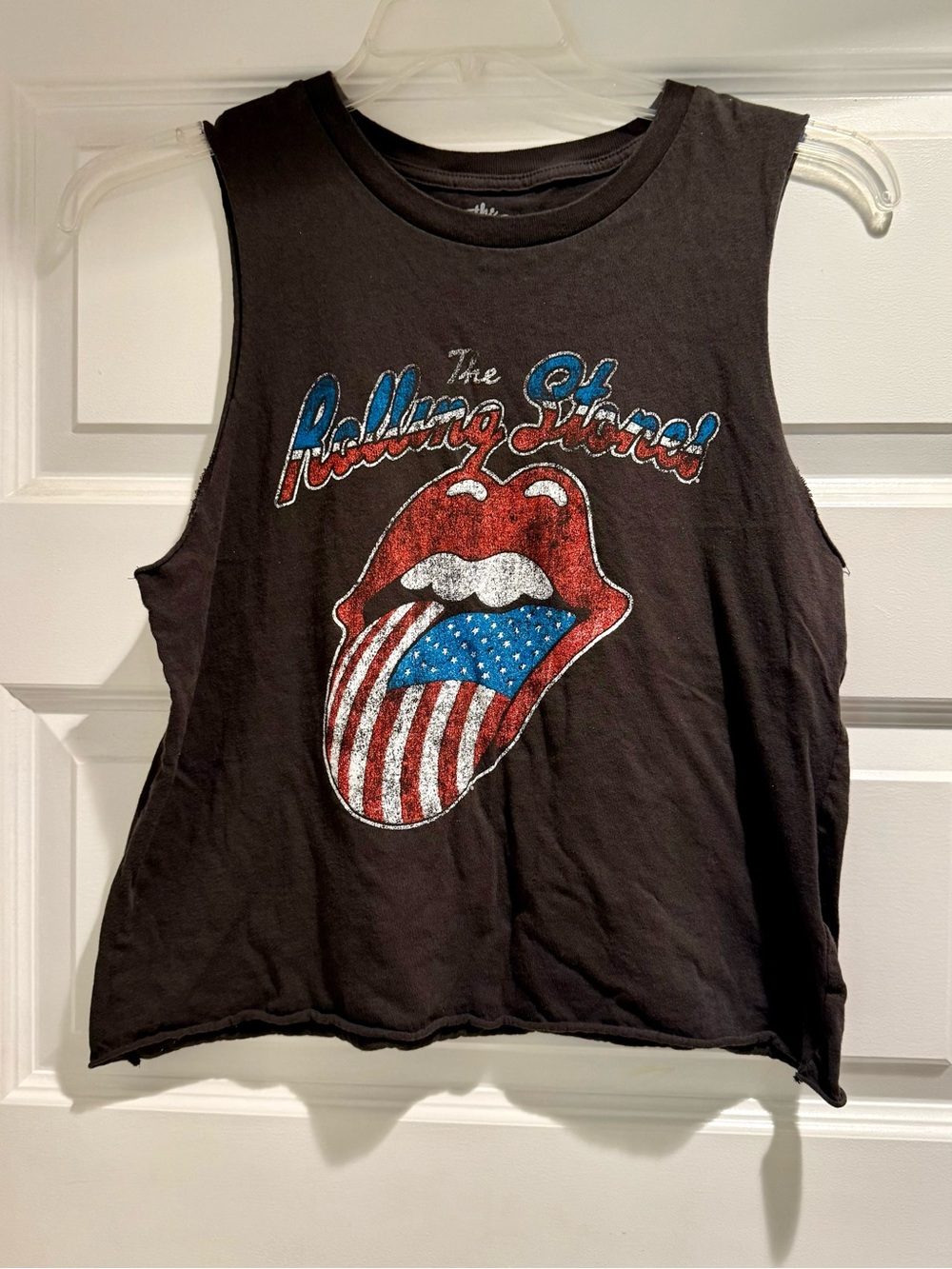 Rolling Stones logo cropped tank tee